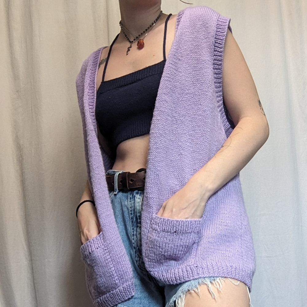 Full Length Purple Knit Vest